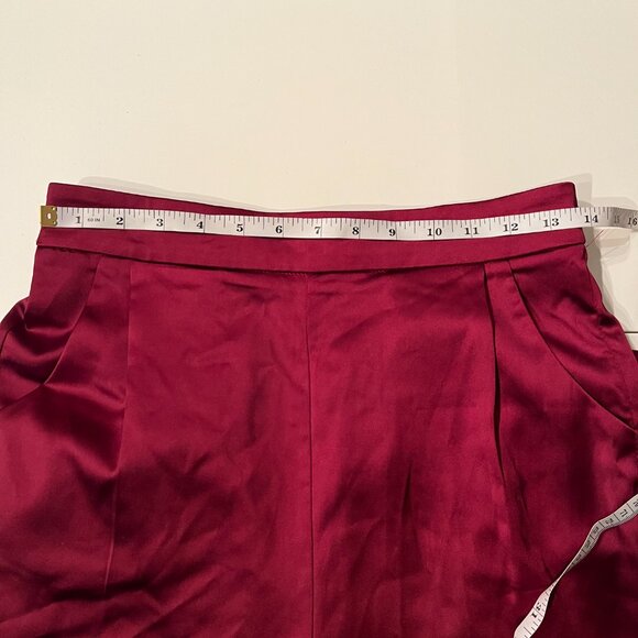 Red Satin Pants with Elastic Waist & Front Pockets – Size Medium - Picture 2 of 16